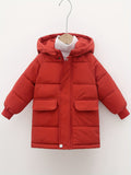 Boys Casual Thick Warm Mid-length Hooded Jacket, Zip Up Coat, Boy's Clothes For Winter Outdoor, As Gift