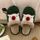 FUNNY FUNKY 2021 Winter Women's Shoe Cartoon Animal Deer Faux Fur Fleece Sock Christmas Slippers for Home Non-slip Woman Shoes