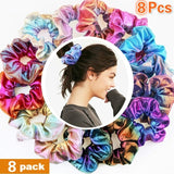 8 Pcs/lot Women Glitter Scrunchies Colorful Elastic Hair Rope For Girls Ponytail Holder Hair Bands Headwear Hair Accessories 052