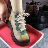 kamames Up Elegant Woman Boots Flat Heel Round Toe Shoes Winter Footwear Boots-Women Ankle Genuine 2022 High Heel Rock Ladies Autum