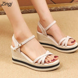 kamames New Fashion Women Wedge Sandals Summer Platform Sandals Buckle Strap Open Toe Platform Casual Shoes Ladies Sandals