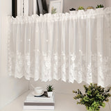 1pc Lace Small Flower Cafe Curtain, Simple And Sweet Lace Small Window Curtain, Rod Pocket, White Window Curtain Suitable For Kitchen And Dining Room, Window And Door Decoration, Cabinet Curtain Home Decor