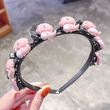 2021 New Girls Cute Flower Double Bangs Hairstyle Braided Hairbands Kids Sweet Hair Ornament Headband Fashion Hair Accessories