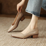 kamames kamames Heel Women's Shoes Spring 2023 New Thick Heel Soft Leather Shoes Soft Sole Four Seasons Shoes Simple Shallow Single Shoes