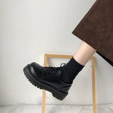 kamames Style Small Black Leather Shoes Spring 2024 New Vintage Single Shoes Flat-Soled Jk Student Muffin Shoes