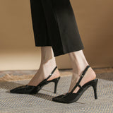 kamames kamames Single Shoes Women's 2024 New Summer Lacquer Leather Tip With Shallow Mouth Head Thin Heel Empty High Heel Sandals