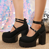 Ultrahigh Heel Platform Super High Heels Shoes - Fashionable Buckle Strap Design, Comfortable Fabric Insole, Solid Color Man-Made Upper, PU Sole, Perfect for All-Season Going Out & Banquet Occasions