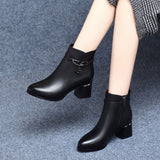kamames kamames Heel Short Boots Women's Boots Winter 2023 New Medium-Heel Pointed Martin Boots Women's Thick Heel And Down Cotton Shoes Single Boots