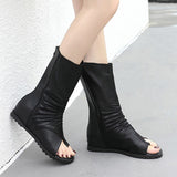 kamames Heel Women's Sandals New Fish Mouth Shoes High Tube Sandals Students Fashion Comfortable Soft-Soled Roman Women's Shoes