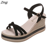kamames New Fashion Women Wedge Sandals Summer Platform Sandals Buckle Strap Open Toe Platform Casual Shoes Ladies Sandals