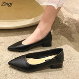 kamames Fashion Exquisite Ladies Beautiful Solid Color Shallow Mouth Thick Heel Soft Sole Pointed Toe Heel Shoes Ladies High Heels