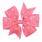 20pcs/lot Printed Flower Hair Bows With Clip For Baby Girls Grosgrain Ribbon Boutique Hair Clip Barrettes Hair Accessories 039