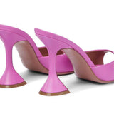 2021 New Pointed Toe Peep Toe Sandals Fashion Pink Women's Shoes Wine Glass Heel Golden Slippers