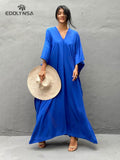 kamames Strapless Criss Cross Slim Party Dress Off Shoulder Women Long Dress 2022 Autumn Lantern Sleeve Backless Maxi Dress A1042