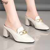 kamames Shoes Women Heels Leather Sandals Summer Slippers Heel High Heel Sandals Heel Leather Chaussure Femme Zapatos Mujer