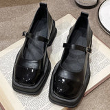 Women Shoes France Vintage Style Single Shoes Square Toe Thick Sole Leather Shoes Free shipping