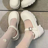 kamames Small Leather Shoes Female White Thick Soles High Soft Sister Mary Jane Shoes Thick Heels Round Head Single Shoes In Spring And Summer Of 2024