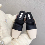 kamames Style Fragrant Style Color Baotou Semi-Slippers Women Wear Lazy Shoes With Thick Heels Muller Shoes Without Heels