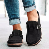 kamames Size Slippers Women's 2023 Summer New British Belt Buckle Baotou Semi-Slippers Direct Sales Single Shoes