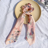 New Floral Print Streamers Scrunchies Elastic Hair Bands For Women Hair Scarf Bows Rubber Ropes Girls Hair Ties Hair Accessories