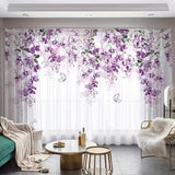 1pc Vibrant Floral Print Semi-Sheer Yarn Curtain - Rod Pocket Top, Washable, Fantasy Garden Style for Living Room, Bedroom, Office, and Kitchen - Easy to Hang and Maintain