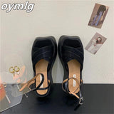 kamames design fluorescent color thick-soled platform sandals women's 2022 summer new one-word buckled open-toed shoes pumps