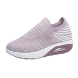 kamames Size Women's Shoes 2023 Spring And Summer Flying Woven Elastic Mesh Sock Shoes Air Cushion Thick Slope Heel Casual Women's Shoes