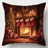 4-Pack Festive Christmas Pillows - Vibrant Holiday Decorations with Tree, Candles, and More - Soft, Contemporary Style, Hand Washable, Printed Design, Zipper Closure, 17.72 x 17.72 inches for Living Room, Bed, and Bedroom