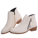 kamames Station 2023 Autumn And Winter Vintage Women's Shoes Thick Heel Large Side Zipper Women's Short Boots Martin Boots
