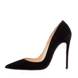 kamames Suede Flock Women Pumps for Wedding Pointed Toe Sexy High Heels Shoes 12 cm Stilettos Plus Size RM007 ROVICIYA