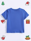 Christmas Truck Print Boy's Casual Short Sleeve T-Shirt, Lightweight & Comfortable Summer Top, Outdoor Cloth