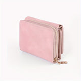 Stylish Frosted Wallet : PU Leather & Trifold Solid Color Coin Purse - Clutch Credit Cared Case