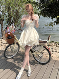 kamames Summer Chiffion Sweet Fairy Mini Dress For Women Kawaii Evening Party Birthday Prom Midi Dress Korean Fashion Clothing