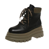 kamames Autumn Winter New Ankle Boots for Women Fashion Thickening Lace-up Botas Mujer Black Boots Casual Women's Shoes