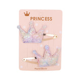 2Pcs/set Glitter Cartoon Cartoon Love Heart Crown Hair Clips For Girls Handmade Hairpins Boutique Barrette Kids Hair Accessories