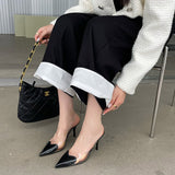 kamames Heels Transparent Love Noodles Spring And Summer New Matching Color Thin-Heeled Women's Shoes Korean Version Of Shallow Mouth Baotou Semi-Pointed Women's Shoes