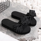 2020 Women Summer Stripe Beach Sandals Slipper Indoor Outdoor Flip-flops Beach Shoes Fashion Female Casual Bow Slippers