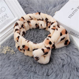 New Leopard Soft Bow Wash Face Headbands For Women Girls make Up Coral Fleece Hairbands Hair Holder Headwear Hair Accessories