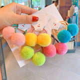 2 Pcs/lot Small Solid Double Fur Ball Elastic Hair Bands For Cute Girls Boutique Hair Ropes Ties Headwear Kids Hair Accessories