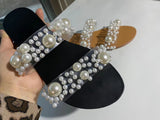 kamames ZAR 2022 Summer New Women's Shoes With Girly Beach Shoes Casual Flat Pearl Slippers For Women's Outer Wear Luxury Plus Size 43