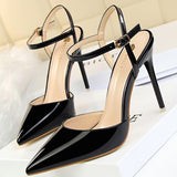 BIGTREE Shoes Fashion Sandals Women 2021 Patent Leather High Heels Women Sandals Summer Heeled Sandals Pointed Toe Women Pumps