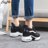 kamames Women's Vulcanized shoes Autumn Leather Chunky Shoes Woman Platform Height Increased Sneakers 8CM Thick Sole Wedges sports shoes