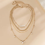 4-Piece Stylish Pearl Beads Chain Necklaces Set - Multi-Purpose, Elegant, and Adaptable Fashion Accessory with Pure White Imitation Pearls - Perfect for Everyday Wear or Special Occasions