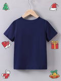 Christmas Truck Print Boy's Casual Short Sleeve T-Shirt, Lightweight & Comfortable Summer Top, Outdoor Cloth