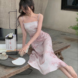 kamames Women Spaghetti Strap Elegant Midi Satin Dresses Wedding Evening Birthday Holiday Backless Prom Clothes New