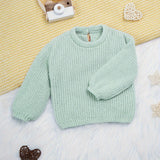 Classic Long Sleeved Knitted Pullover Sweater for Baby Boys - Soft Slight Stretch Polyester Fabric, Crew Neck, Regular Fit - Hand Washable, Perfect for Fall and Winter Seasons