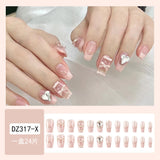 kamames kamames Ins Wind Short Wear Armor Pink Ballet Shoes French Nail Nail Love Glass Big Drill Nail Patch
