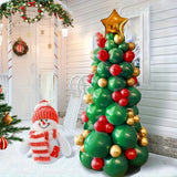 82pcs Christmas Balloon Garland Kit - Festive Red, Green & Golden Star-Shaped Latex Balloons for Holiday Decorations, Perfect for Birthday & Party Supplies