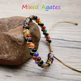 Vibrant 4mm Natural Stone Beads Handmade Yoga Bracelet - Adjustable, Braided, Colorful, One-of-a-Kind Accessory for Women - Perfect for Meditation, Spiritual Practices, and Everyday Wear