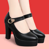 kamames Thick-Heeled Cheongsam Catwalk High-Heeled Women's Thick-Soled Waterproof Platform Model Performance Shoes Working Women's Shoes